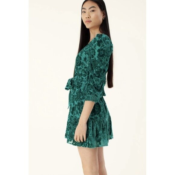 Hale Bob Talora Emerald Green Velvet Burnout Silk Dress Prom Party Small NWT - Picture 2 of 6